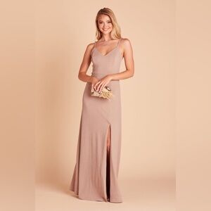 NWT Birdy Grey Jay Dress Crepe Taupe/Pink Bridesmaid Formal Gown